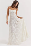Vestido largo de tirantes con encaje francés para mujer